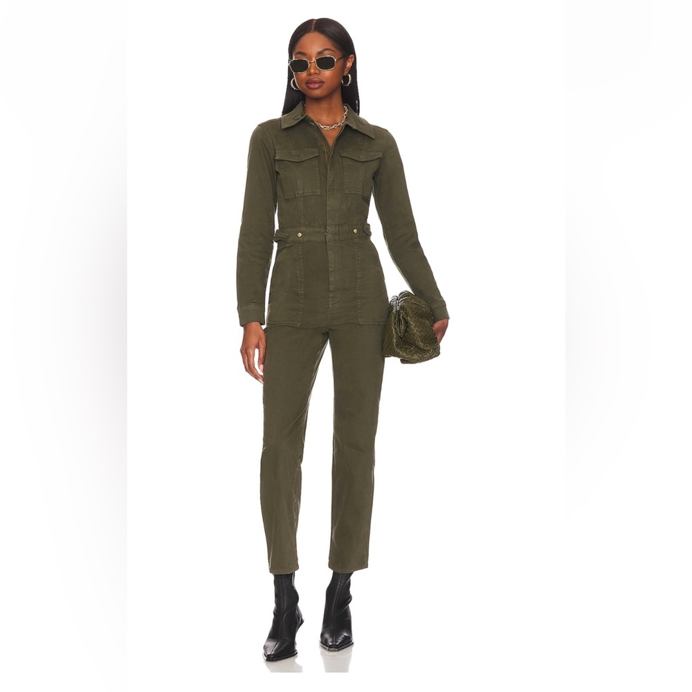 Good American Fit For Success Jumpsuit Denim Long Sleeve green Size Small